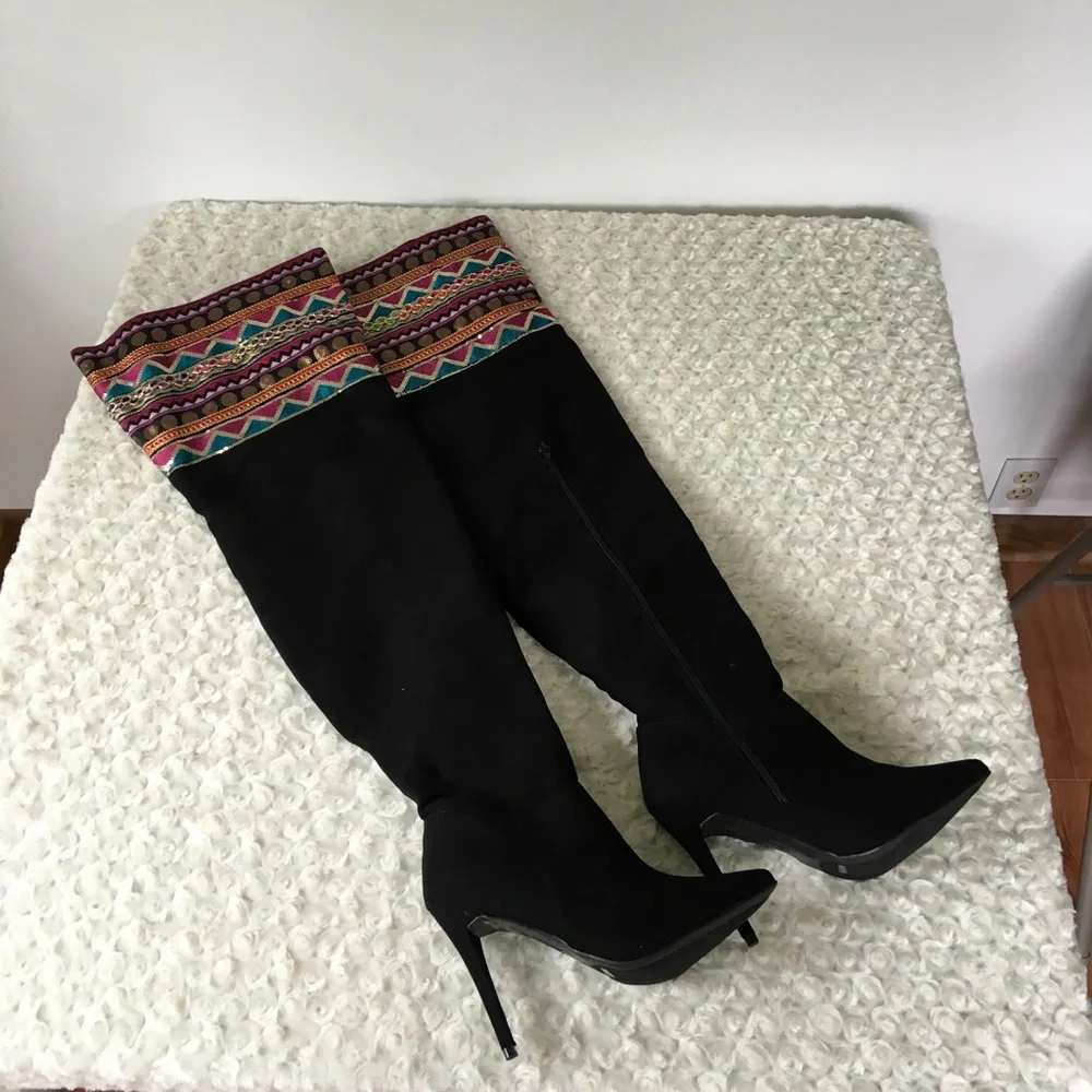 New Size 9 Anne Michelle Dedicate 64S Over the Knee Black Boots
